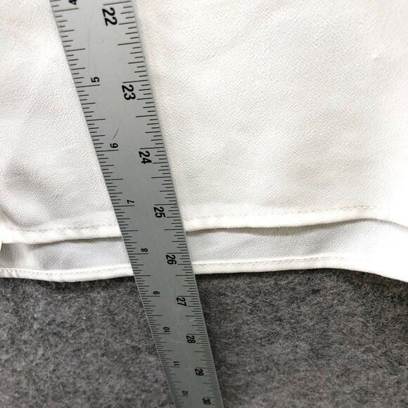 H&M Ivory Long Sleeve Blouse Womens 4 (S) Chiffon Semi-Sheer Utility Career - Picture 4 of 6
